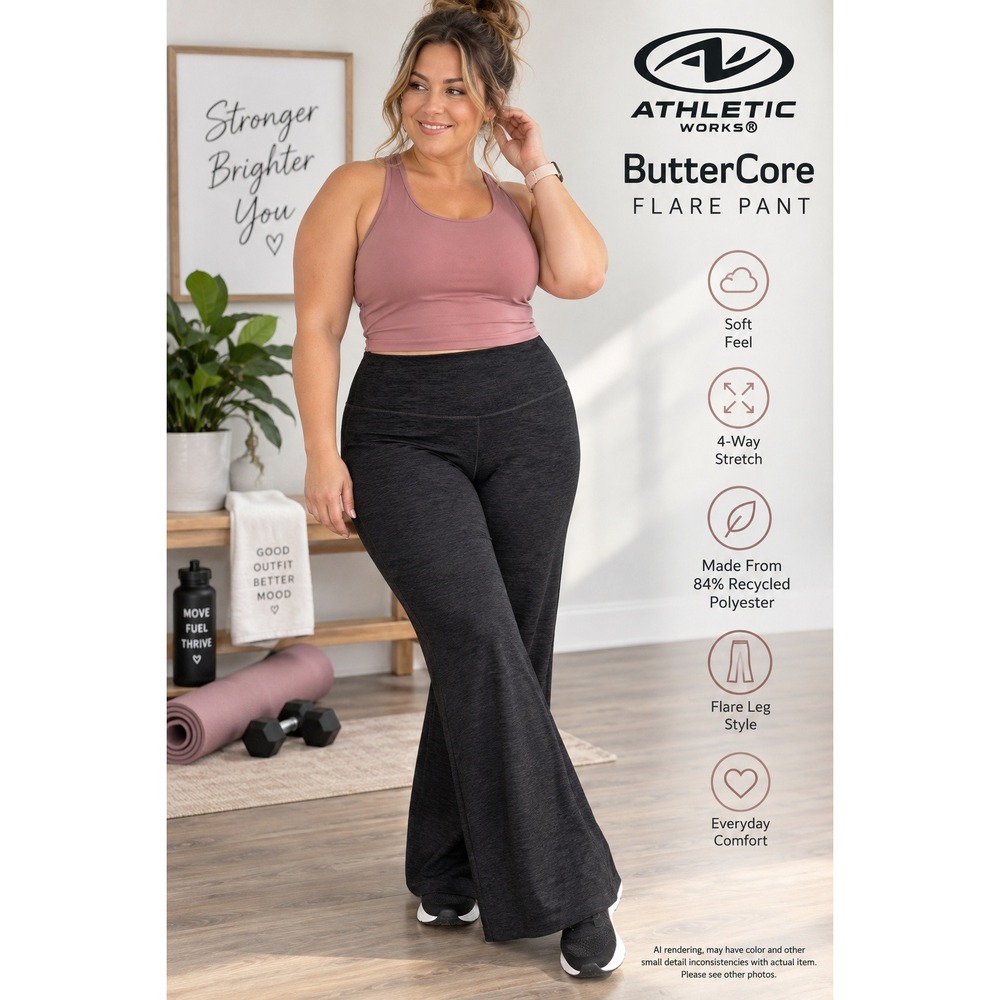 Athletic Works ButterCore Flare Pant Size XL Black Soot Recycled Yoga Leggings